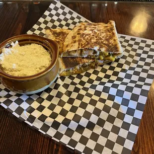 Shrimp quesadilla &amp; a side of Cole Slaw