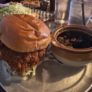Chicken sandwich with brussels sprouts
