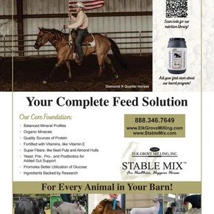 Not just for horses! Elk Grove Milling, Inc. manufactures feed for all classes of livestock and more. EGM is a non-medicated facility.