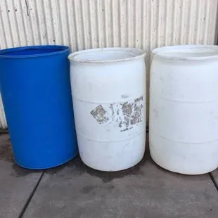 Wide Mouth, Open Top 55 gallon plastic barrel - $5