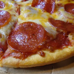 Pepperoni Delight pizza, close-up.