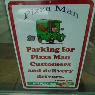 Sign in the front window.