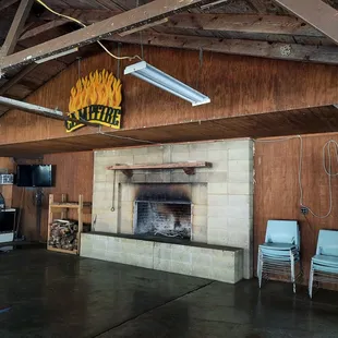 Pavilion fireplace for cool nights