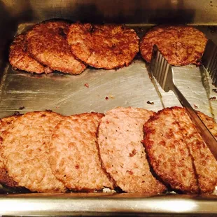 lukewarm hamburger patties