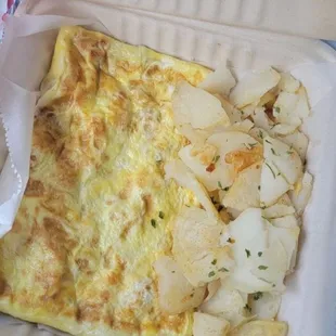 Sausage omelet with home fries