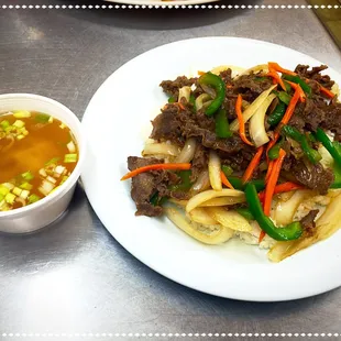 Come and try Korean BBQ Bul-go-gi over rice served with Miso soup for $9.99!!