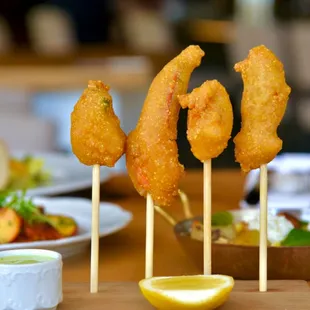 Lobster Corn Dogs - enjoy this and more Lobster Specials during August (2024) at Ella.