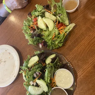 Fresh green salads. With made from scratch dressing in there on-site kitchen