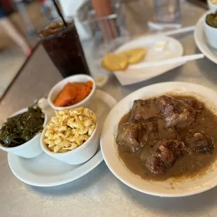 Oxtails Macaroni and Cheese Collard Greens