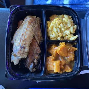 Turkey Wings with Mac &amp; Cheese and Yams