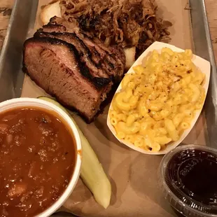 This pic is from 2022 but... delish Brisket, Pulled Pork, Baked Beans and Mac and Cheese