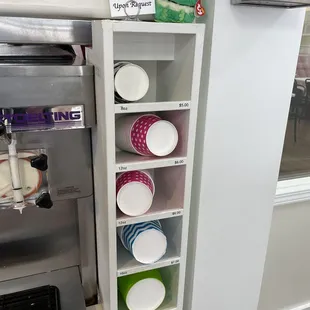 Size options - with cone and waffle bowls available as well.