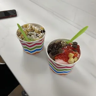 two bowls of frozen yogurt