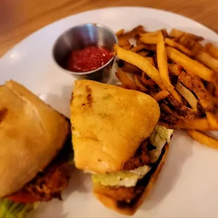 a sandwich and french fries