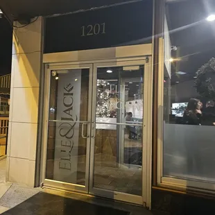 the entrance to the restaurant