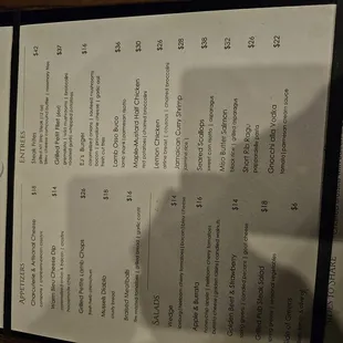 a menu on a table