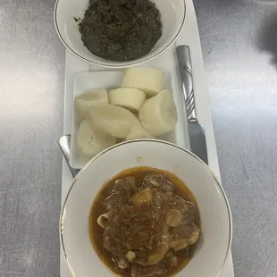 Oxtail Soup with Kuanga Bread and Cassava Stew