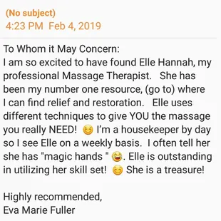 one of my valued client testimonies