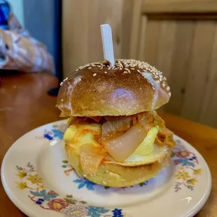 breakfast sandwich with kimchi