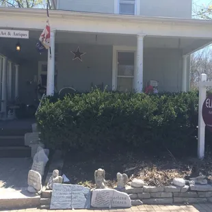 Right outside of the front walkway.