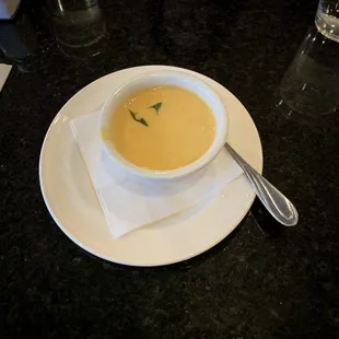 Cup of Shrimp Bisque soup.