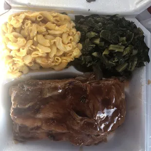 Ribs, Mac n cheese, &amp; collards