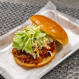 BBQ Pulled Pork topped with coleslaw