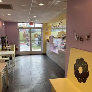 Inside of store with seating areas.