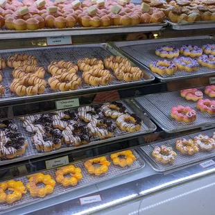 a variety of donuts on display