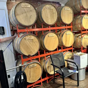 Aging barrels.....bourbon, rum and whiskey