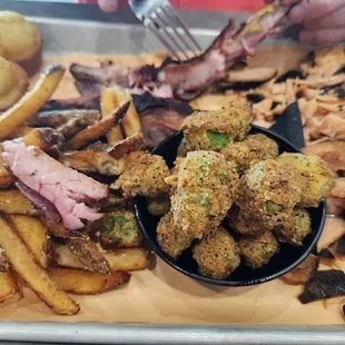 Turkey Plate, Ribs, fries, and fried okra. All excellent!