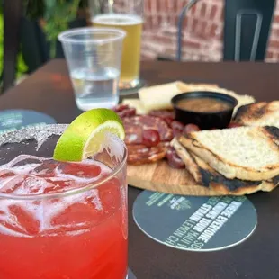 a drink with a slice of lime