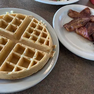 Belgian Waffle &amp; a side of bacon