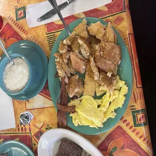 222 with side of grits and side of scrapple