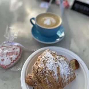 Almond Croissant and Honey Vanilla Latte