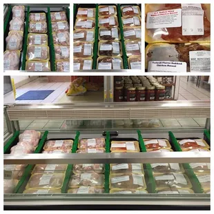 a deli case full of meat