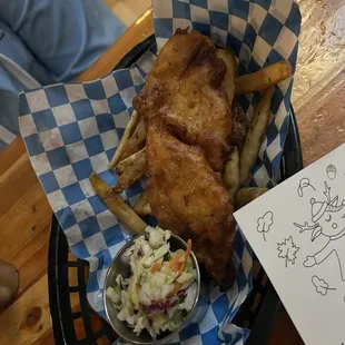 Kiddos fish n chips - she didn&apos;t care for the batter