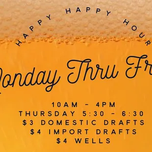 a glass of beer with the words monday thru friday