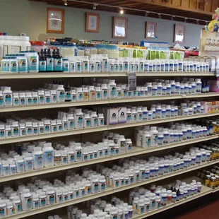 shelves of products