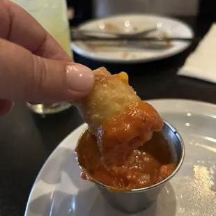 This had the yummy house vodka tomato sauce-a take on mozarella sticks.