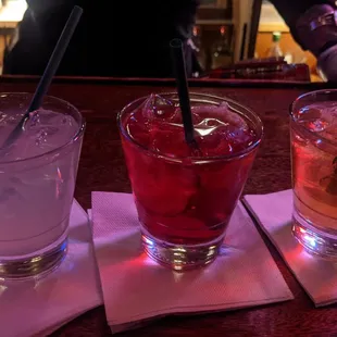 three different cocktails