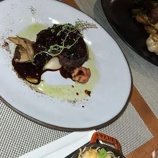 Filet and Truffle Macaroni and Gruyere Cheese