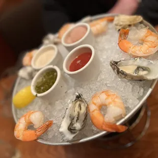 Oysters and prawns