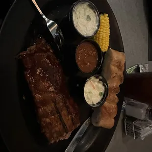 1/2 rack, hubby gave me his slaw so I gave him a corn