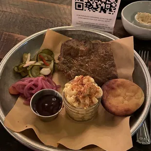 a plate of food with a qr code on it