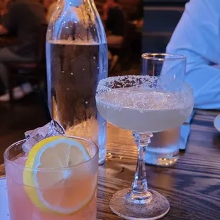 two cocktails on a table
