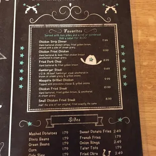 a menu for a restaurant