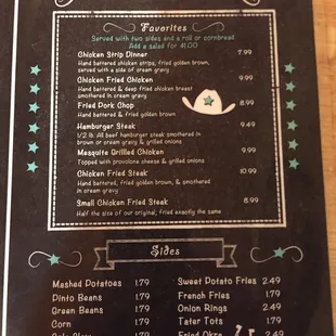 the menu for the ell&apos;s place