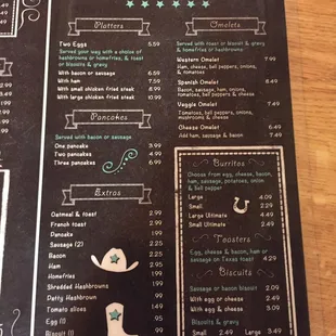 a menu for a restaurant