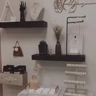 Elly Rose Jewelry Wall with macrame from another small business